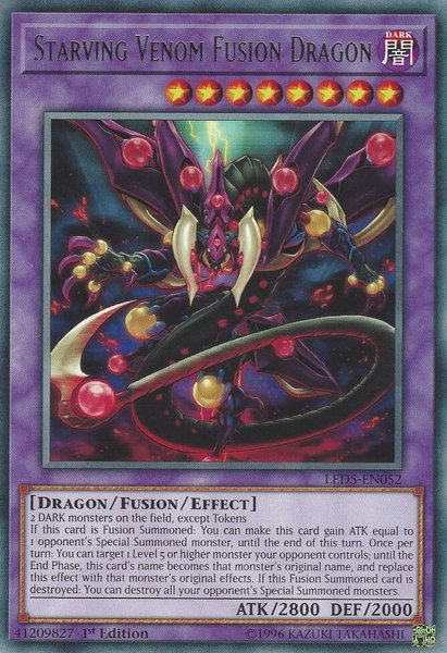 Starving Venom Fusion Dragon trading card from Legendary Duelists: Immortal Destiny Starving Venom Fusion Dragon - Legendary Duelists: Immortal Destiny YuGiOh trading card
