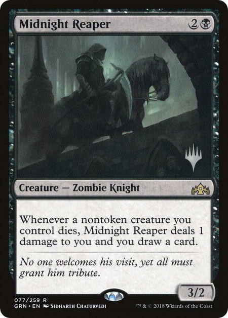 Midnight Reaper trading card from Promo Pack: Throne of Eldraine Midnight Reaper - Promo Pack: Throne of Eldraine Magic: The Gathering trading card