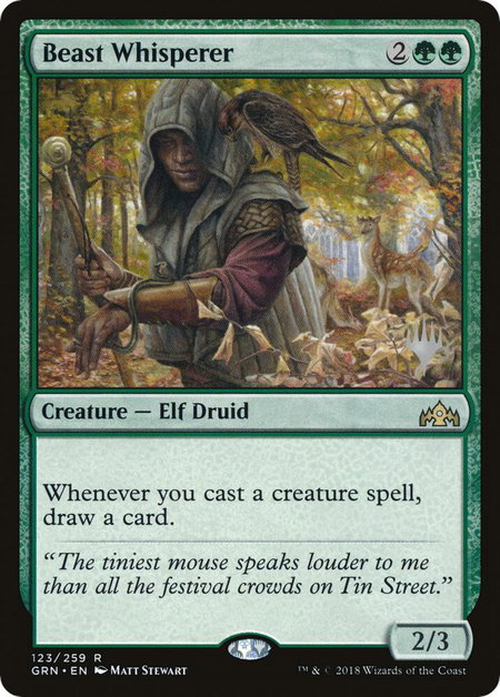Beast Whisperer trading card from Promo Pack: Throne of Eldraine Beast Whisperer - Promo Pack: Throne of Eldraine Magic: The Gathering trading card