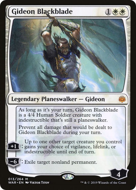 Gideon Blackblade trading card from Promo Pack: Throne of Eldraine Gideon Blackblade - Promo Pack: Throne of Eldraine Magic: The Gathering trading card