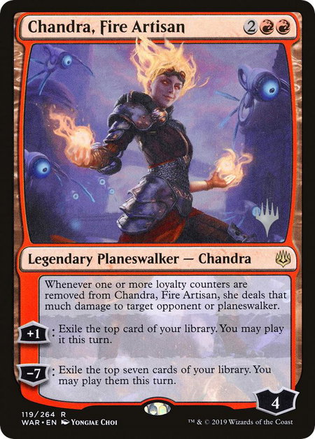 Chandra, Fire Artisan trading card from Promo Pack: Throne of Eldraine Chandra, Fire Artisan - Promo Pack: Throne of Eldraine Magic: The Gathering trading card