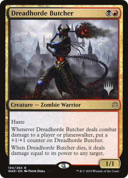 Dreadhorde Butcher trading card from Promo Pack: Throne of Eldraine Dreadhorde Butcher - Promo Pack: Throne of Eldraine Magic: The Gathering trading card