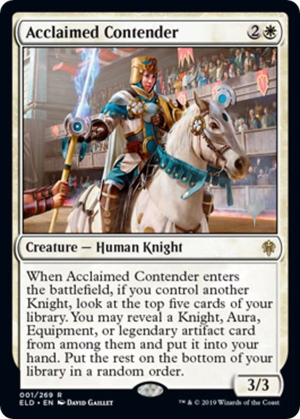 Acclaimed Contender trading card from Promo Pack: Throne of Eldraine Acclaimed Contender - Promo Pack: Throne of Eldraine Magic: The Gathering trading card