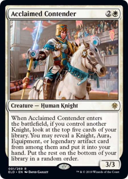 Acclaimed Contender trading card from Promo Pack: Throne of Eldraine Acclaimed Contender - Promo Pack: Throne of Eldraine Magic: The Gathering trading card