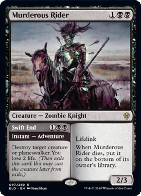 Murderous Rider trading card from Promo Pack: Throne of Eldraine Murderous Rider - Promo Pack: Throne of Eldraine Magic: The Gathering trading card