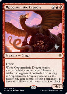 Opportunistic Dragon - Promo Pack: Throne of Eldraine (PPELD) #133p - Rare Magic: The Gathering Trading Card