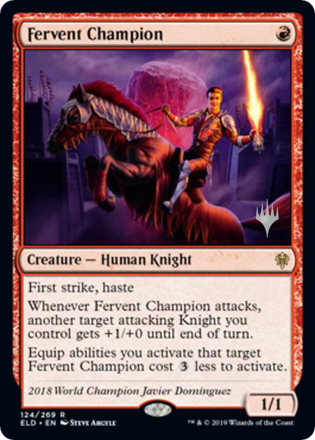 Fervent Champion trading card from Promo Pack: Throne of Eldraine Fervent Champion - Promo Pack: Throne of Eldraine Magic: The Gathering trading card