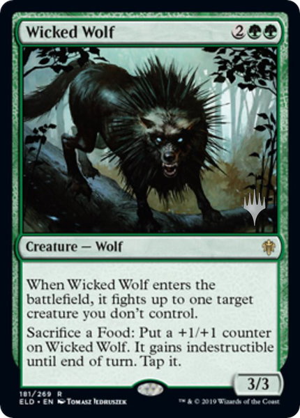 Wicked Wolf trading card from Promo Pack: Throne of Eldraine Wicked Wolf - Promo Pack: Throne of Eldraine Magic: The Gathering trading card