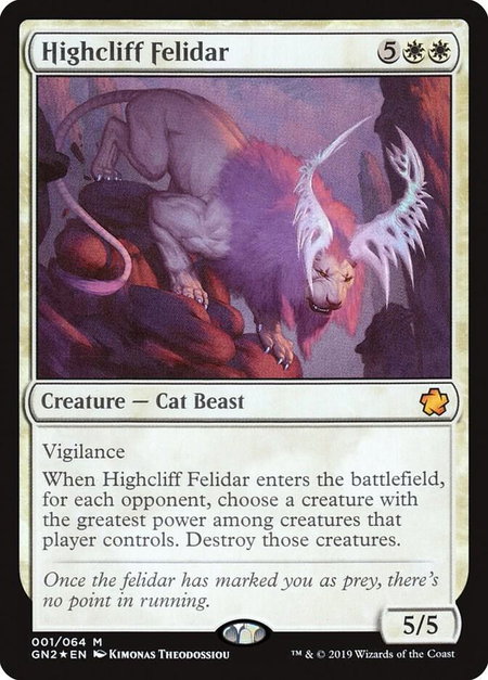 Highcliff Felidar - Magic Game Night 2019 Magic: The Gathering trading card