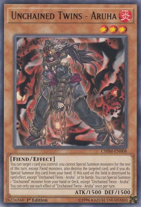 Unchained Twins - Aruha - Chaos Impact YuGiOh trading card