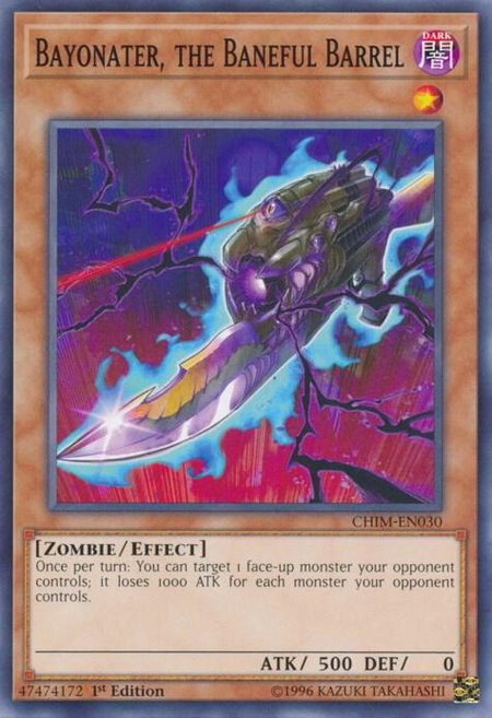 Bayonater, the Baneful Barrel - Chaos Impact YuGiOh trading card