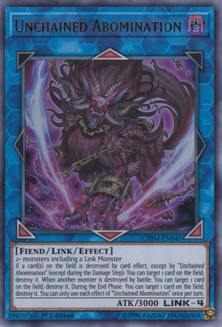 Unchained Abomination trading card from Chaos Impact Unchained Abomination - Chaos Impact YuGiOh trading card