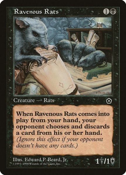 Ravenous Rats trading card from Portal Second Age Ravenous Rats - Portal Second Age Magic: The Gathering trading card