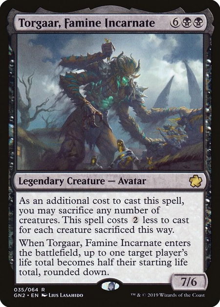 Torgaar, Famine Incarnate trading card from Magic Game Night 2019 Torgaar, Famine Incarnate - Magic Game Night 2019 Magic: The Gathering trading card