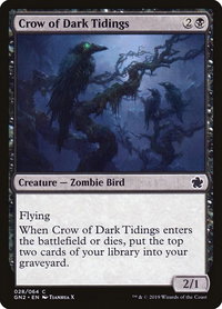 Crow of Dark Tidings - Magic Game Night 2019 (GN2) #28 - Common Magic: The Gathering Trading Card