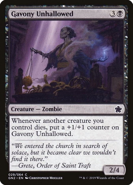 Gavony Unhallowed - Magic Game Night 2019 Magic: The Gathering trading card