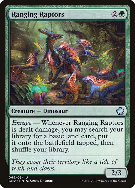 Ranging Raptors - Magic Game Night 2019 Magic: The Gathering trading card