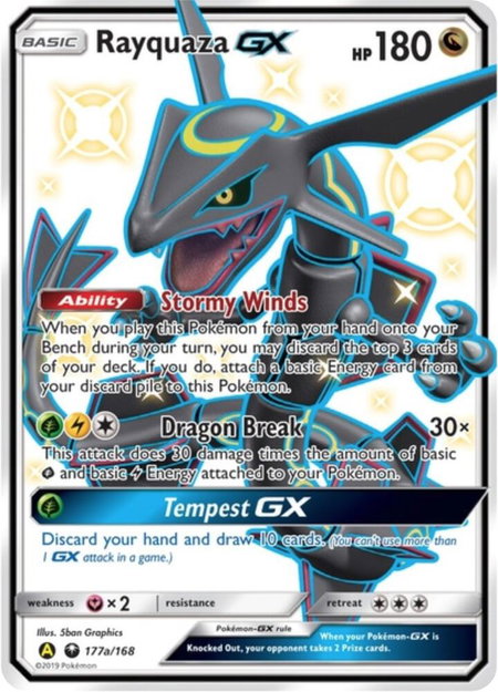 Rayquaza GX - 177a/168 trading card from Alternate Art Promos Rayquaza GX - 177a/168 - Alternate Art Promos Pokémon trading card