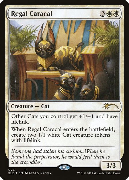 Regal Caracal trading card from Secret Lair Drop Series Regal Caracal - Secret Lair Drop Series Magic: The Gathering trading card