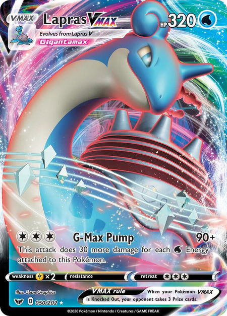 Lapras VMAX trading card from SWSH01: Sword & Shield Base Set Lapras VMAX - SWSH01: Sword & Shield Base Set Pokémon trading card