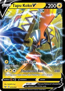 Tapu Koko V - SWSH01: Sword & Shield Base Set (SWSH01) #072/202 - Ultra Rare Pokémon Trading Card