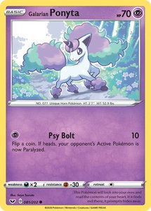 Galarian Ponyta - SWSH01: Sword & Shield Base Set (SWSH01) #081/202 - Common Pokémon Trading Card