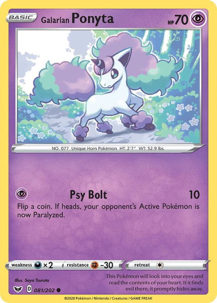 Galarian Ponyta trading card from SWSH01: Sword & Shield Base Set Galarian Ponyta - SWSH01: Sword & Shield Base Set Pokémon trading card