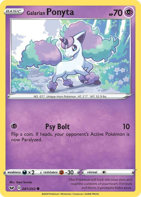 Galarian Ponyta trading card from SWSH01: Sword & Shield Base Set Galarian Ponyta - SWSH01: Sword & Shield Base Set Pokémon trading card