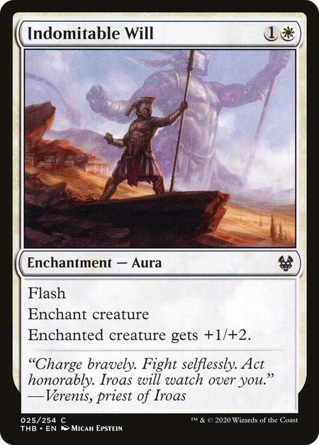 Indomitable Will trading card from Theros Beyond Death Indomitable Will - Theros Beyond Death Magic: The Gathering trading card