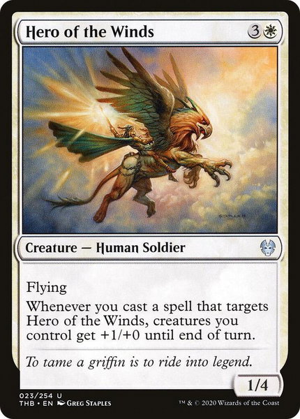 Hero of the Winds trading card from Theros Beyond Death Hero of the Winds - Theros Beyond Death Magic: The Gathering trading card
