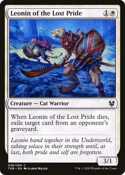 Leonin of the Lost Pride trading card from Theros Beyond Death Leonin of the Lost Pride - Theros Beyond Death Magic: The Gathering trading card