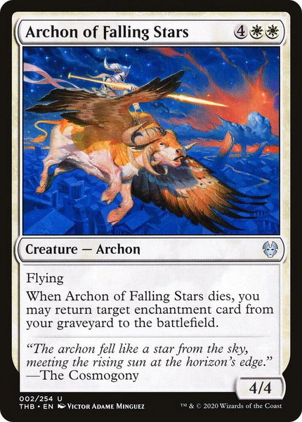 Archon of Falling Stars trading card from Theros Beyond Death Archon of Falling Stars - Theros Beyond Death Magic: The Gathering trading card