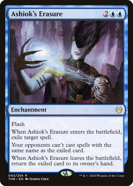 Ashiok's Erasure trading card from Theros Beyond Death Ashiok's Erasure - Theros Beyond Death Magic: The Gathering trading card