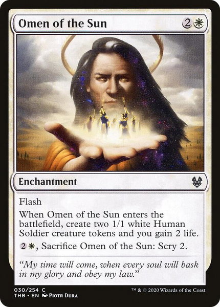 Omen of the Sun trading card from Theros Beyond Death Omen of the Sun - Theros Beyond Death Magic: The Gathering trading card