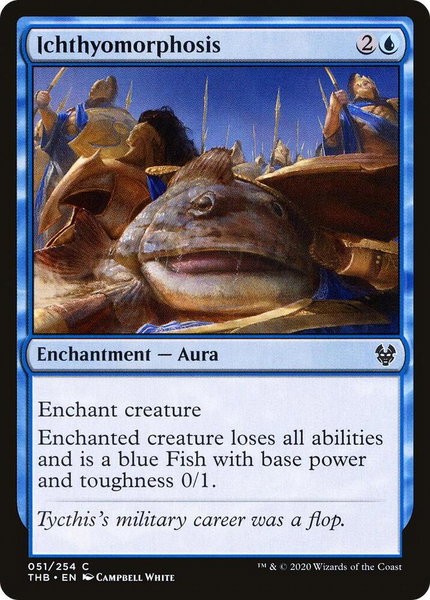Ichthyomorphosis trading card from Theros Beyond Death Ichthyomorphosis - Theros Beyond Death Magic: The Gathering trading card