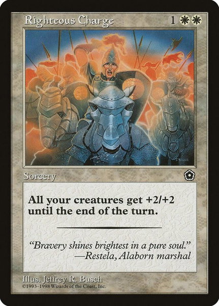 Righteous Charge trading card from Portal Second Age Righteous Charge - Portal Second Age Magic: The Gathering trading card