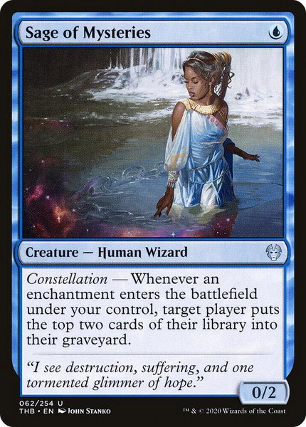 Sage of Mysteries trading card from Theros Beyond Death Sage of Mysteries - Theros Beyond Death Magic: The Gathering trading card