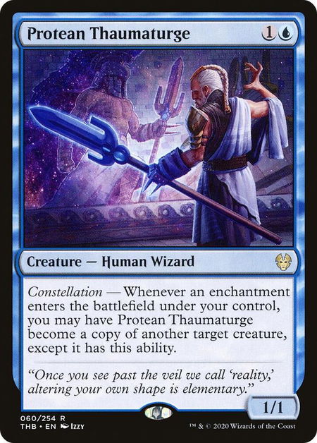 Protean Thaumaturge trading card from Theros Beyond Death Protean Thaumaturge - Theros Beyond Death Magic: The Gathering trading card