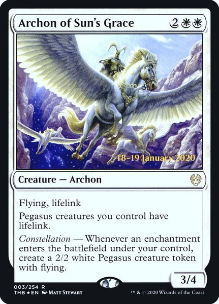 Archon of Sun's Grace trading card from Prerelease Cards Archon of Sun's Grace - Prerelease Cards Magic: The Gathering trading card
