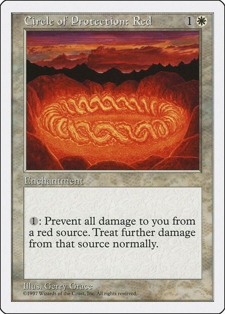 Circle of Protection: Red trading card from Fifth Edition Circle of Protection: Red - Fifth Edition Magic: The Gathering trading card