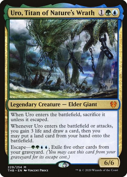 Uro, Titan of Nature's Wrath trading card from Promo Pack: Theros Beyond Death Uro, Titan of Nature's Wrath - Promo Pack: Theros Beyond Death Magic: The Gathering trading card