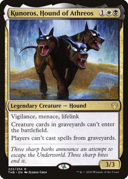 Kunoros, Hound of Athreos trading card from Promo Pack: Theros Beyond Death Kunoros, Hound of Athreos - Promo Pack: Theros Beyond Death Magic: The Gathering trading card
