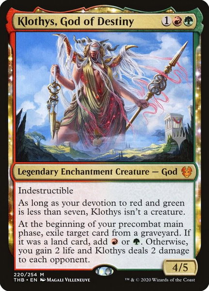 Klothys, God of Destiny trading card from Promo Pack: Theros Beyond Death Klothys, God of Destiny - Promo Pack: Theros Beyond Death Magic: The Gathering trading card