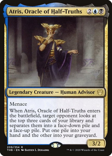 Atris, Oracle of Half-Truths trading card from Promo Pack: Theros Beyond Death Atris, Oracle of Half-Truths - Promo Pack: Theros Beyond Death Magic: The Gathering trading card
