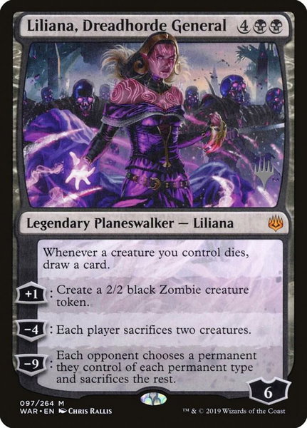 Liliana, Dreadhorde General trading card from Promo Pack: Theros Beyond Death Liliana, Dreadhorde General - Promo Pack: Theros Beyond Death Magic: The Gathering trading card
