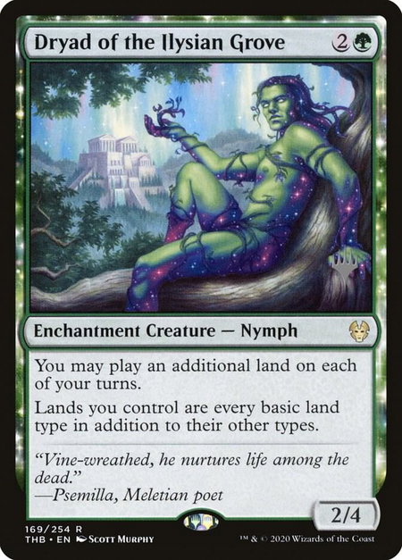 Dryad of the Ilysian Grove trading card from Promo Pack: Theros Beyond Death Dryad of the Ilysian Grove - Promo Pack: Theros Beyond Death Magic: The Gathering trading card