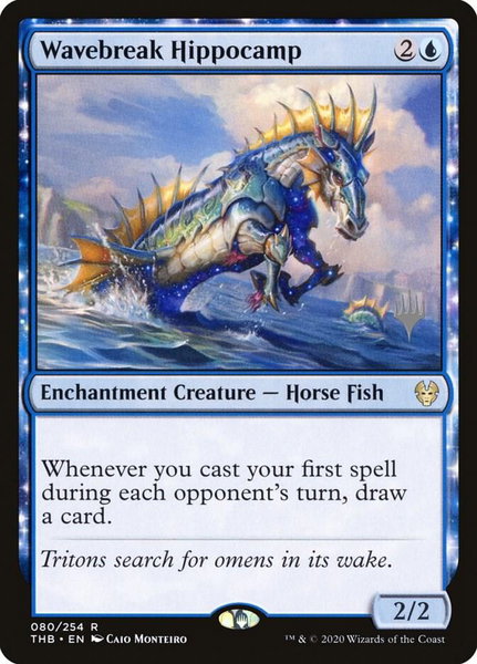 Wavebreak Hippocamp trading card from Promo Pack: Theros Beyond Death Wavebreak Hippocamp - Promo Pack: Theros Beyond Death Magic: The Gathering trading card