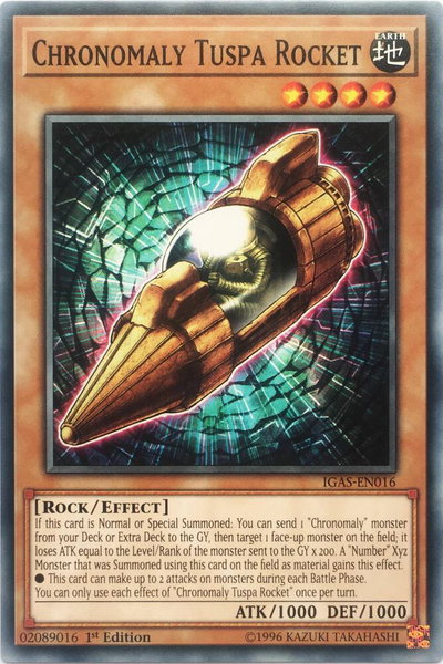 Chronomaly Tuspa Rocket trading card from Ignition Assault Chronomaly Tuspa Rocket - Ignition Assault YuGiOh trading card