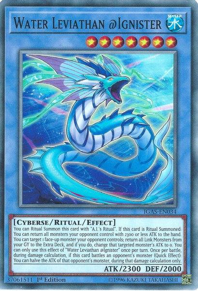Water Leviathan @Ignister trading card from Ignition Assault Water Leviathan @Ignister - Ignition Assault YuGiOh trading card