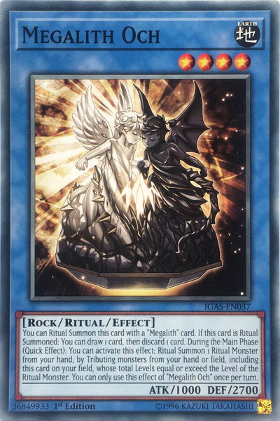 Megalith Och trading card from Ignition Assault Megalith Och - Ignition Assault YuGiOh trading card